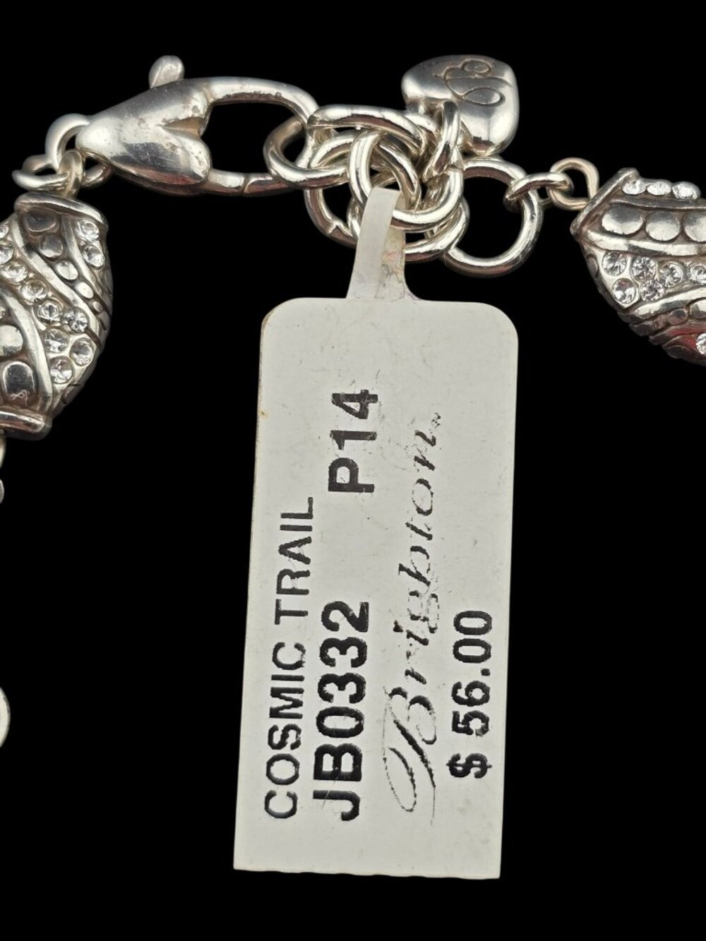 Brighton Cosmic Trail Silver-Tone Bracelet Swarovski Crystals Heart Adjustable - Picture 3 of 6